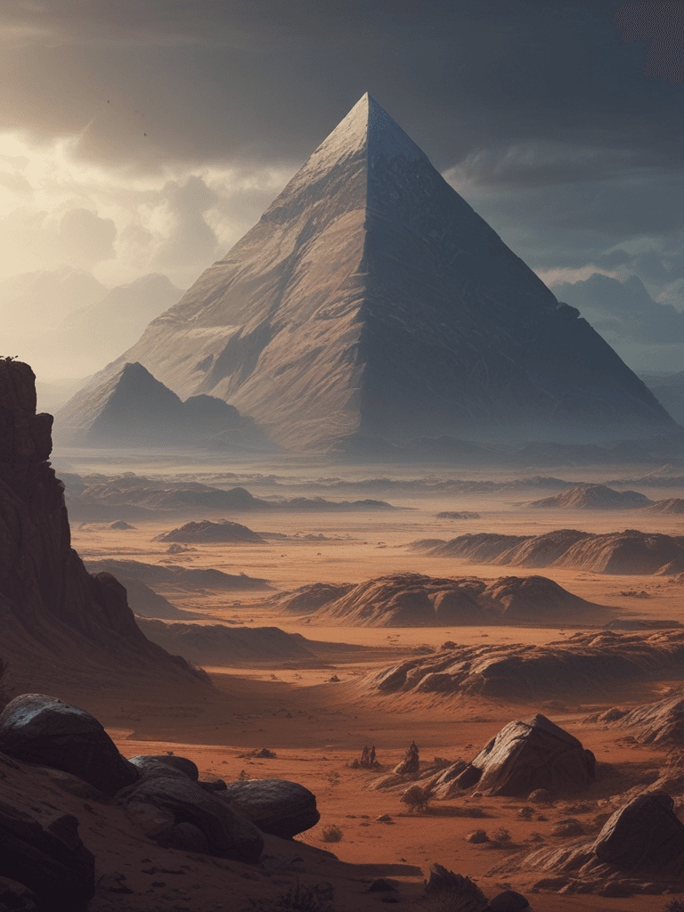 Alien Pyramid Landscape Concept Art - AI generated image created with text-to-image prompt