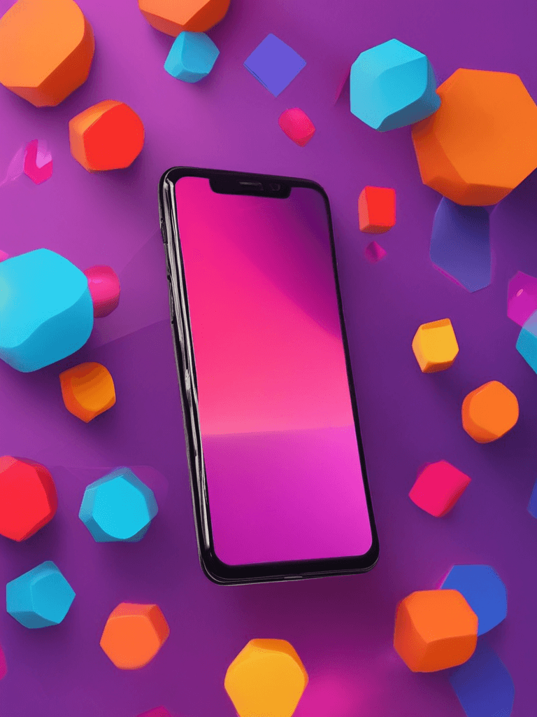 Smartphone Floating on Gradient - AI generated image created with text-to-image prompt