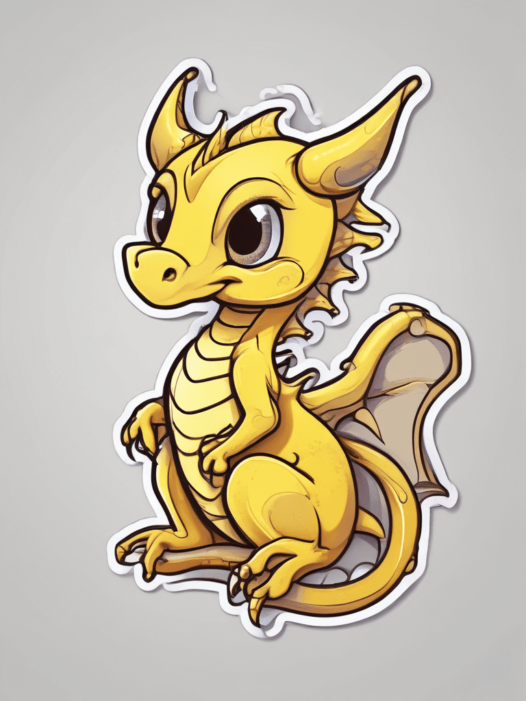 Sticker de Dragón Amarillo Tierno - AI generated image created with text-to-image prompt
