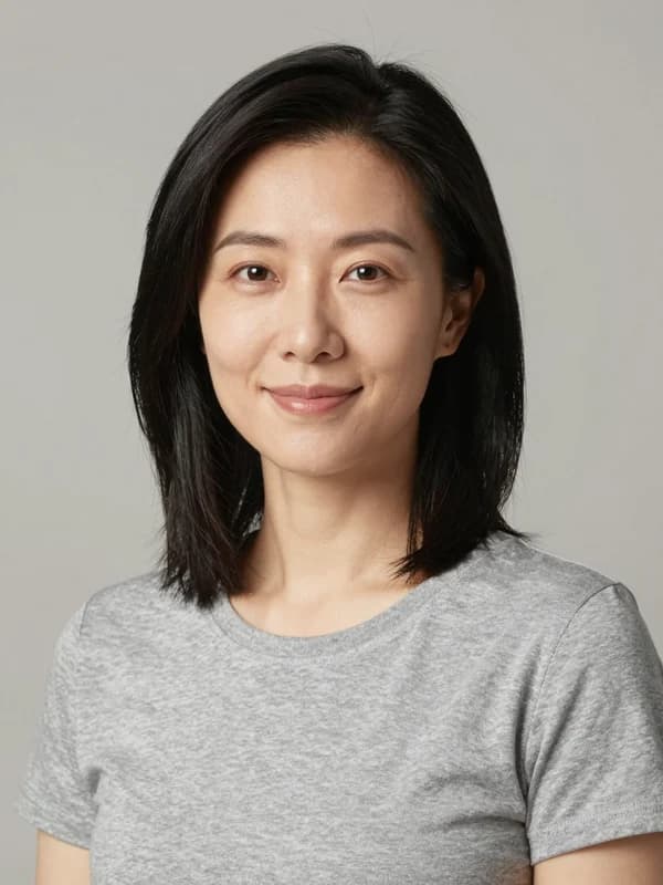 AI 年齢フィルター — 35 歳の女性ポートレート