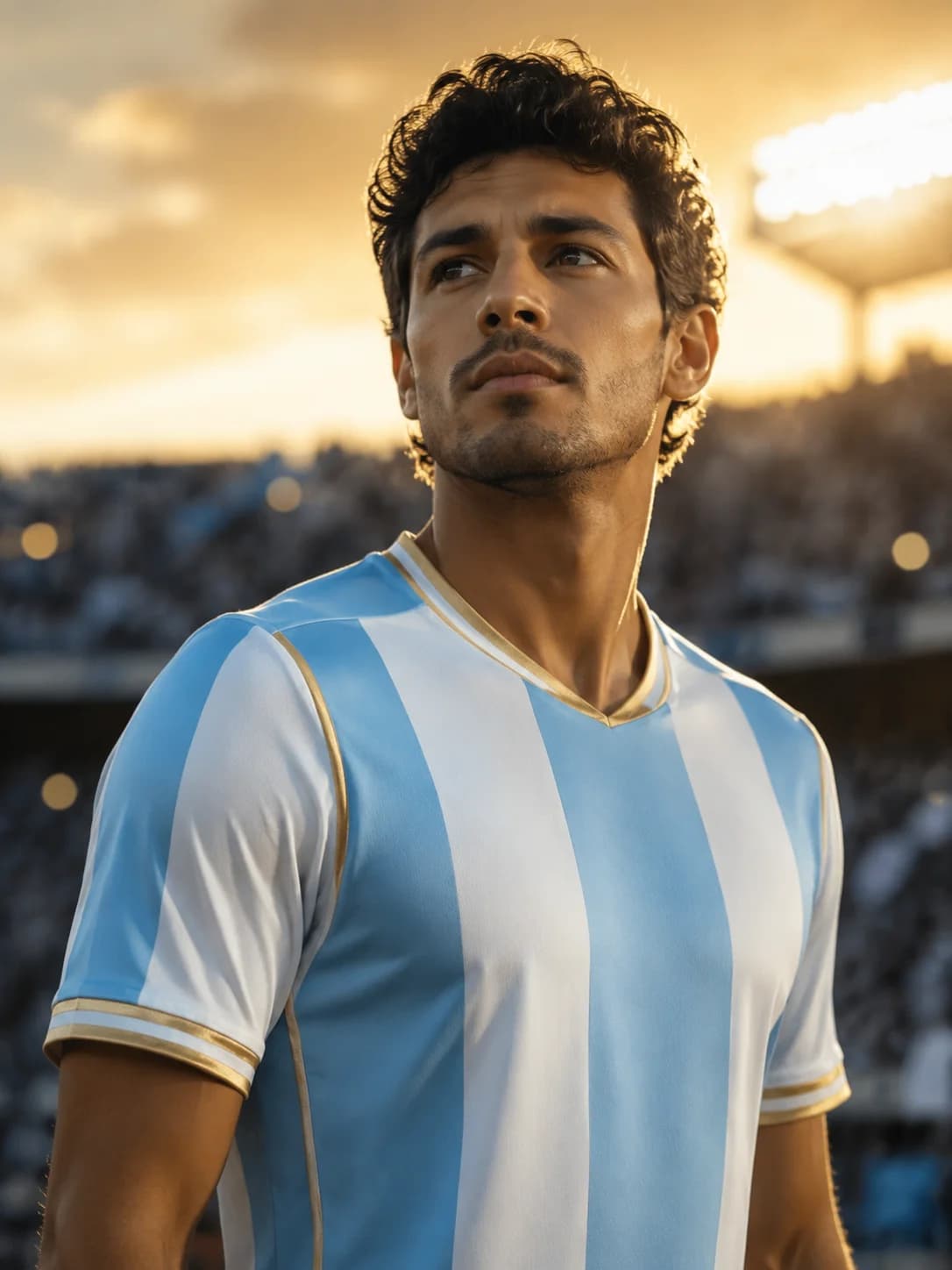 AI 生成的 2026 世界杯 阿根廷 球迷风格足球球衣肖像(虚构球迷设计,非官方装备)