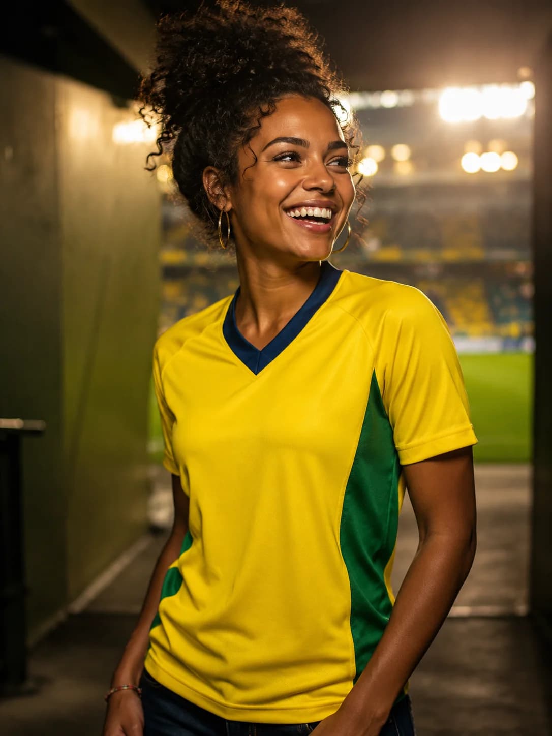 AI 生成的 2026 世界杯 巴西 球迷风格足球球衣肖像(虚构球迷设计,非官方装备)