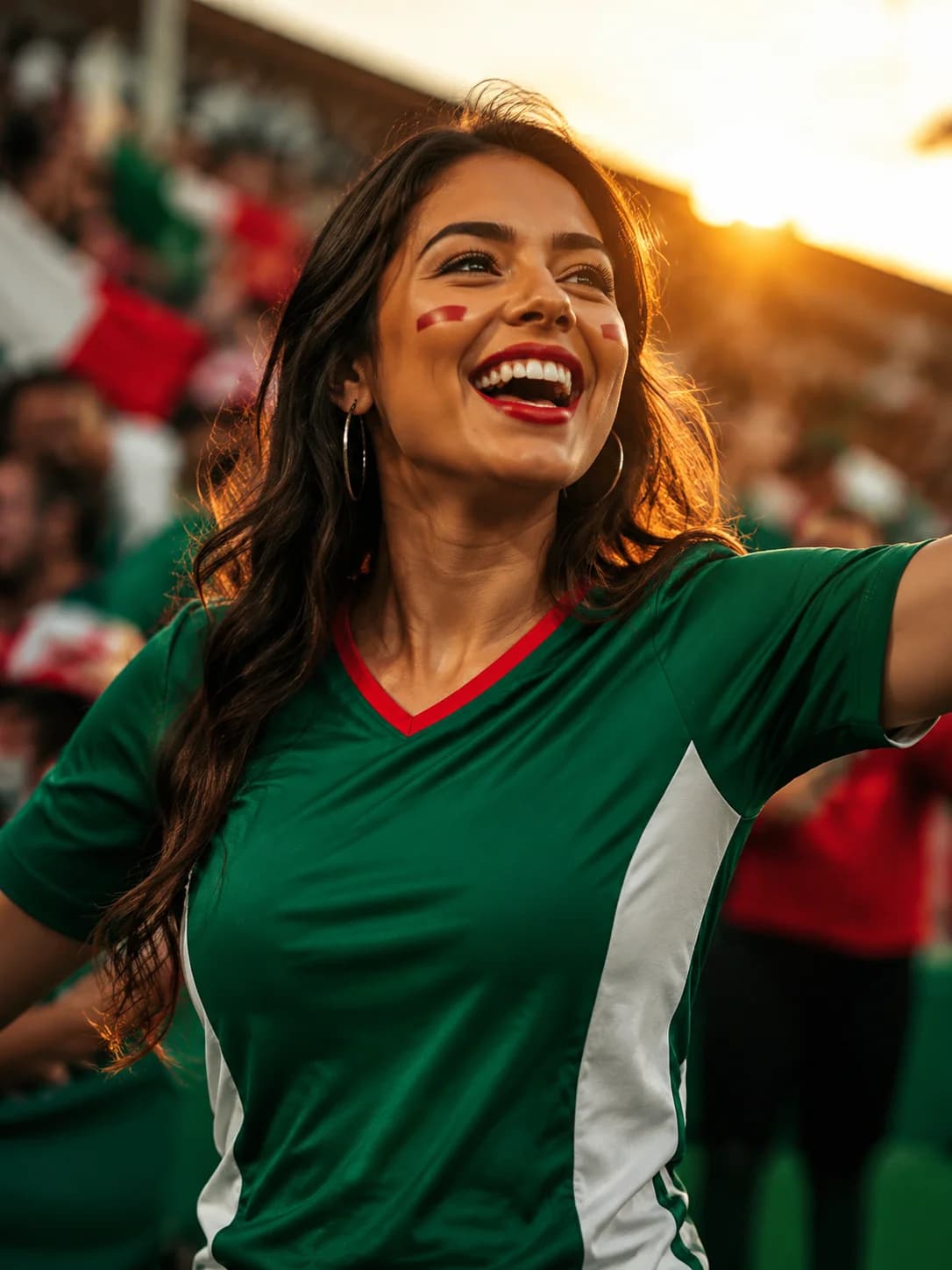 AI 生成的 2026 世界杯 墨西哥 球迷风格足球球衣肖像(虚构球迷设计,非官方装备)