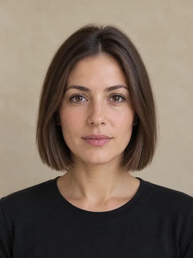 The same person previewing Blunt bob with the original hair color