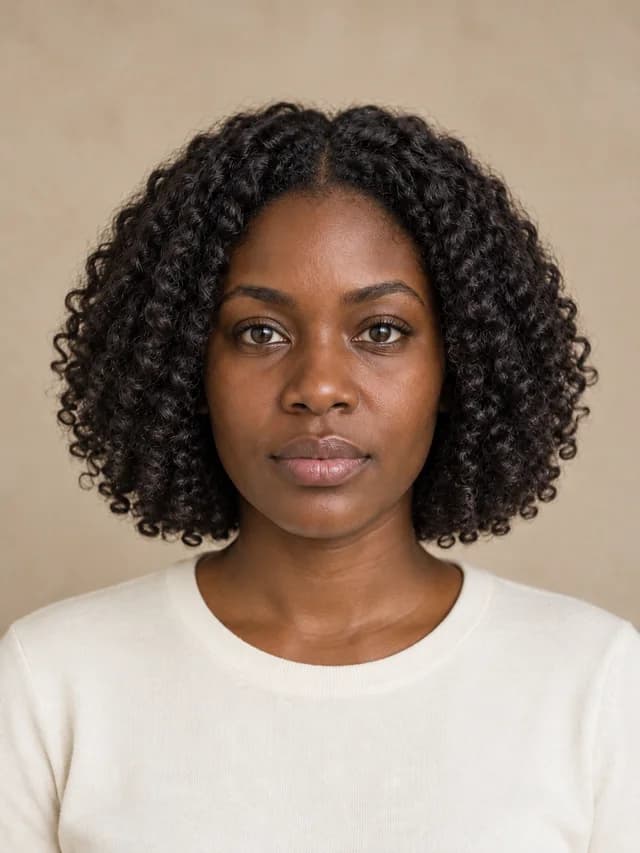The same person previewing Curly bob with the original hair color