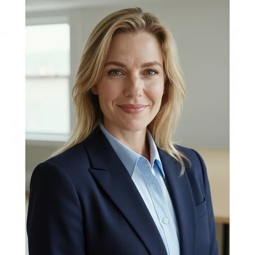 AI-generated LinkedIn-ready professional headshot with warm smile, blazer, and clean gradient background