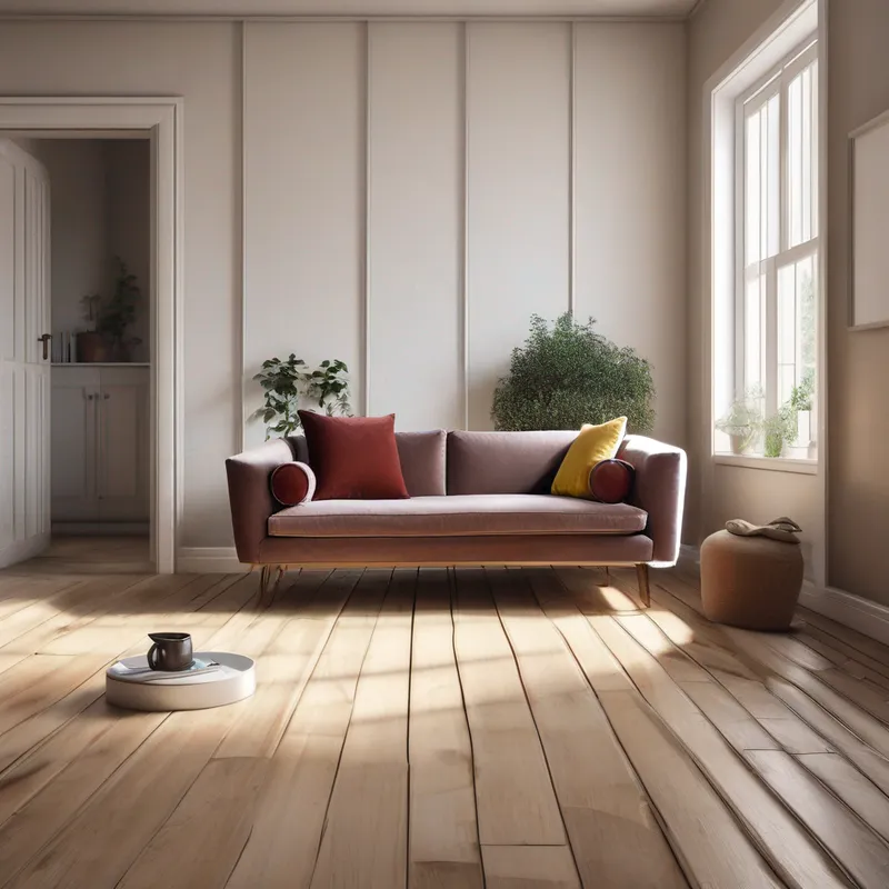 Habitación con nuevos muebles generados por AI después del reemplazo