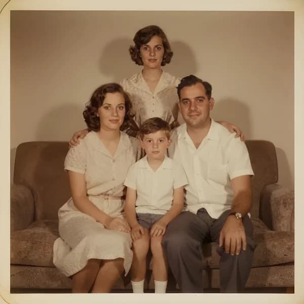 Restored photograph after AI enhancement - vivid colors and clear details