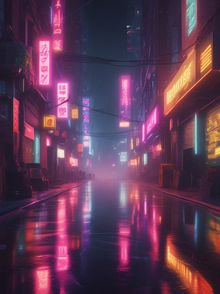Cyberpunk Alley After Rain